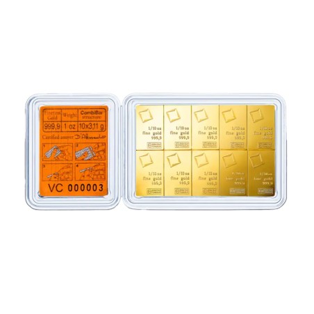 10 x 1/10 oz CombiBar® | Or | Valcambi