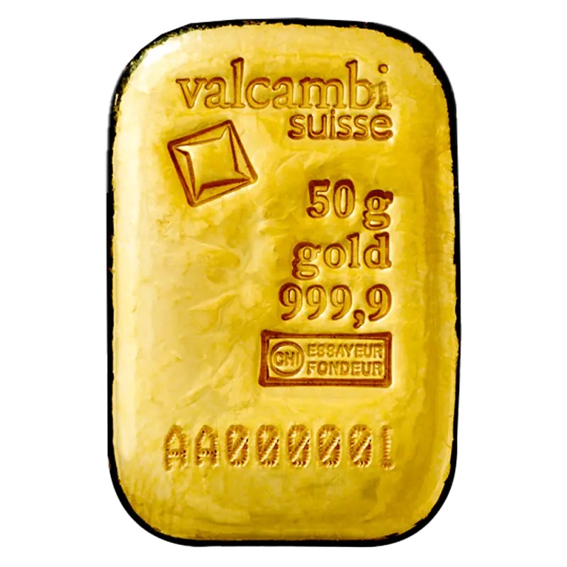 50g Lingot d'or | Valcambi | Coulé