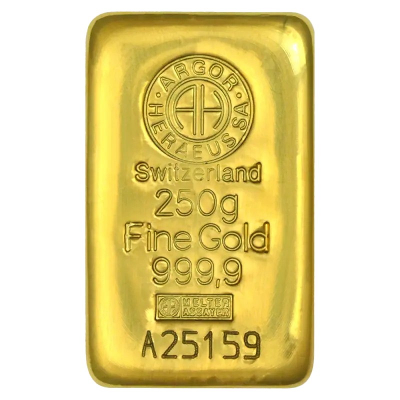 250g Lingot d'Or | Argor-Heraeus | Coulé