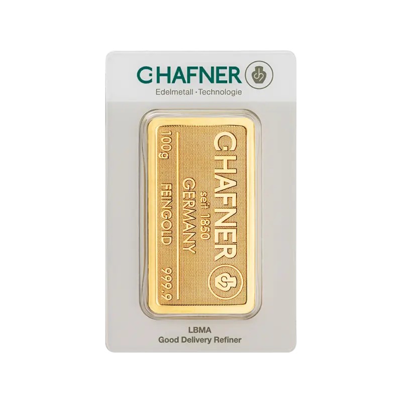100g Lingot d'or frappé (C.Hafner)